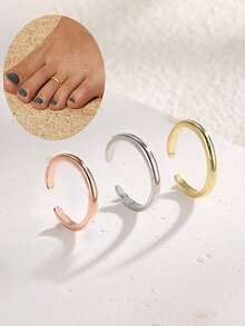 1 chiếc nhẫn hở ngón chân có thể điều chỉnh theo phong cách tối giản trơn, thời trang độc đáo - Bóng loáng - Xem 1