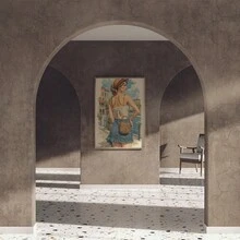 1 Pc Canvas Painting,Woman, Straw Hat, Backless Top, Denim Skirt, Cross - Body Bag, Waterfront, Buildings, Illustration Lily Flower, Art Nouveau, Wall Art, Framed Painting, Interior Decor, Armchair, Floor Rug,Wood Framed Painting (1) Thickness 2.5 Cm/ 1 Inch-Home Decoration For All Occasions,Ideal New Year, Valentine's Day,Thanksgiving,Easter,Christmas Gift,Room Decoration Aesthetic,Wall Decoration Art,Perfect Gift,Autumn And Winter Wall Decoration,Living Room Decoration, Bedroom Decoration, Kitchen Decoration, Entry Decoration, Bathroom Decoration, Direct Wall Painting, High Quality Wall Painting Poster,Modern Home Decoration Stretched And Framed Ready To Hang - Mint Blue - View 3