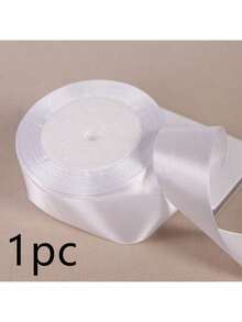 1 条白色缎带，多种宽度：0.6/1/1.5/2/2.5/4/5 厘米、缎带蝴蝶结、彩色缎带、涤纶缎带、礼盒丝缎带、提花缎带 - 白色 - 查看 9