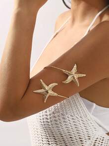 时尚海洋风格立体海星金属开口臂章适合女士多种场合度假风海边佩戴