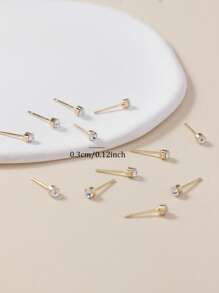 6 Peças/Conjunto Brincos de Argola Redondos Minimalistas de Metal com Strass para Mulheres, Presente de Jóias da Moda Adequado para Uso Casual Diário