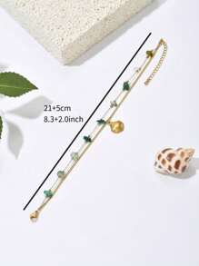 1 18k Gold-Plated Women's Stainless Steel Ankle Chain With Shell Accessories Featuring Ocean Elements A Women's Gold-Plated Ankle Chain Designed With A Combination Of Long And Short Beach Vacation Style