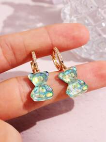 1 Pair Fashionable Cute Playful Resin Shiny Bear Dangle Earrings, Versatile For Daily, Party, Commute, Holiday, Women