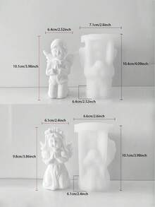 1个3D硅胶天使翅膀模具，粉色简约设计，耐热温度-40°C~230°C，适用于手工蜡烛、石膏雕塑、房间装饰、婚礼、节日DIY礼物，适用于树脂、水泥、蜡 - 白色 - 查看 12