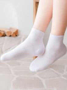 5 pares de calcetines blancos de malla para niños, calcetines delgados y transpirables hasta el tobillo, estilo escolar para estudiantes, calcetines blancos pequeños, calcetines casuales y deportivos para niños y niñas, para primavera/verano