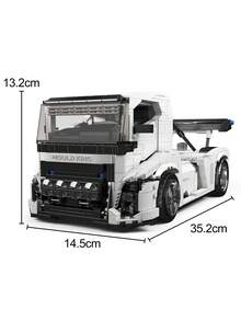 10036 Technik Ritter LKW Bausatz Klemmbausteine Kit, 1604+ Teiles Kreativer Sportwagen LKW Model Bausteine Spielzeug für 14+ Erwachsen (Statische Version) - Weiss - Übersicht 5