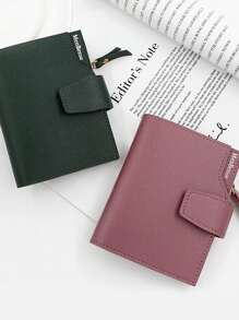 Minimalist Short Wallet For Students, Snap Coin Purse, Solid Color Girl Wallet, Card Holder Clutch