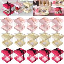 10 Pcs Clear Gift Boxes Mini Square Party Favor Box With Ribbons Creative Cute Empty Treat Boxes For Wedding Birthday Bridal Shower BabyShower Party Supplies - Multicolor - View 9