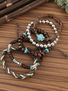 Bộ 10 vòng tay hạt co giãn thủ công có thể xếp chồng theo phong cách Boho kèm mặt hình rùa dành cho nam và nữ, bộ vòng tay co giãn có thể điều chỉnh, quà tặng hoàn hảo cho cả nam và nữ trong tiệc lễ hội - Bộ đồ chơi mười món Turtle - Xem 5