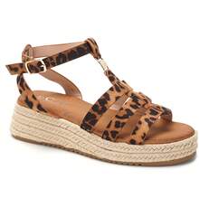 calcena 女式多带帆布厚底凉鞋，带踝扣 - 露趾夏季编织鞋底鞋 - 彩色 - 查看 1