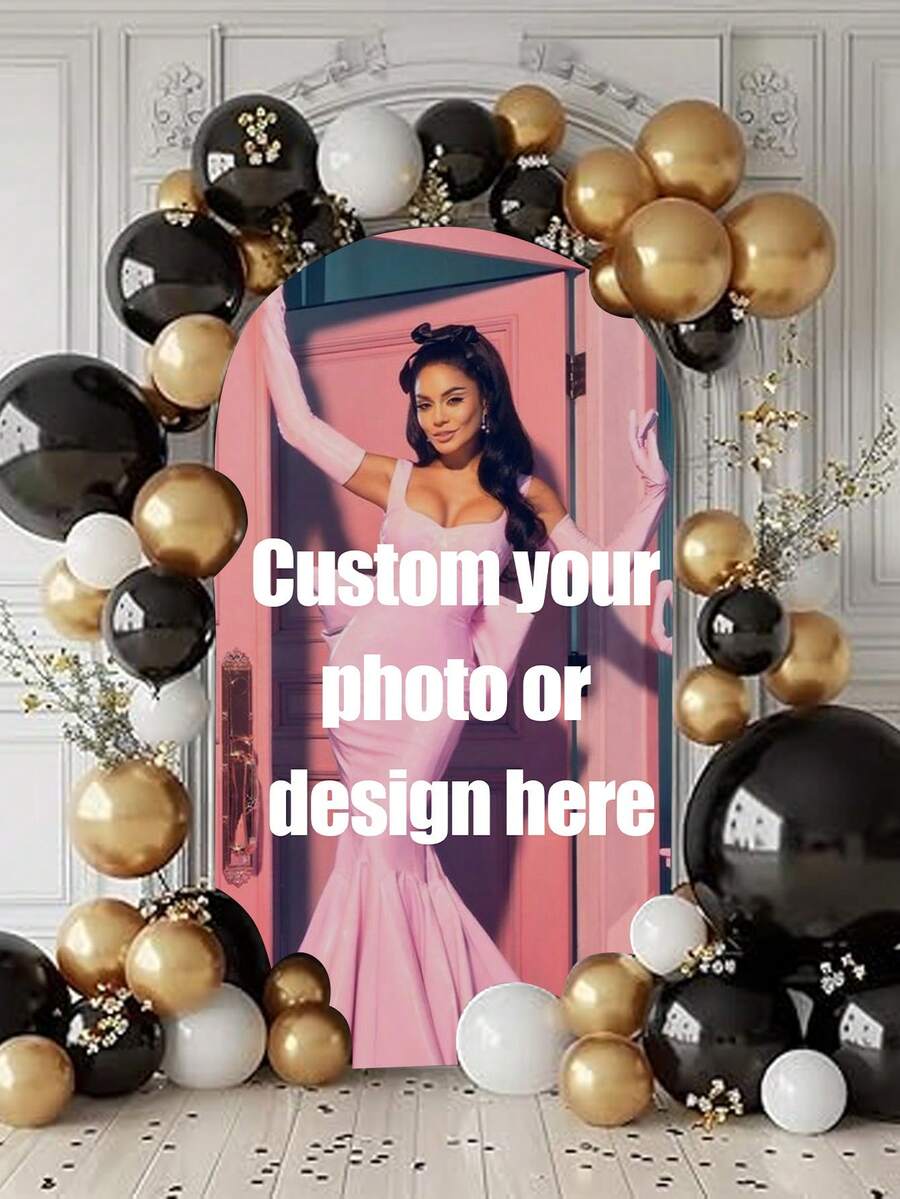 Personalized Spandex Arch Cover - Custom Arch Backdrop Cover Fit Round Top Backdrop Frame Stand, Arch Backdrop Cover For Birthday, Theme Party, Wedding,Multiple Size Options - Multicolor - View 1