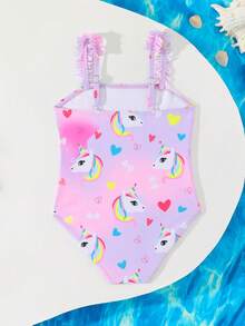 Toddler Unicorn One-Piece Swimsuit - Multicolor - View 1