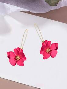 Charming Sweet Layered Flower Petal Design Long Earrings, Versatile For Women Daily Wear & Festivals