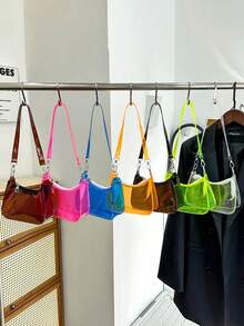 Women's Fashion Clear PVC Underarm Shoulder Bag For Daily Use, Transparent Shoulder Bag, Stadium Approved Clear Bag, Clear Transparent Purse Bag For Concerts Sports Events Festivals, Waterproof, Sandproof Transparent Bag, Beach Sports Picnic Snacks Clear Purse For Women