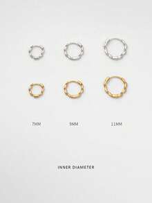 1pc 925 Sterling Silver Twist Hoop Earrings, Hypoallergenic Gold Cartilage Hoop, For Women And Men Daily Wear(Sold As 1piece, Not 1 Pair)