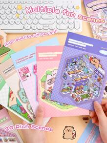 50 piezas Pegatinas decorativas DIY para casa, pegatinas de paisajismo, pegatinas de escenas (incluye 20 escenas, 26 hojas de material) Pegatinas en 3D estereoscópicas de pequeñas casas para escenas en miniatura para manualidades DIY, scrapbooking, pegatinas de paisaje, pegatinas para cuadernos, pegatinas de clasificación manual, escenas de casas pequeñas, reutilizables, disponibles en varios tamaños