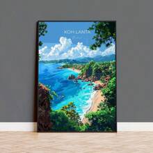 1 peça/3 peças Pôsteres de arte de parede Moldura opcional Viagem moderna Paisagem de viagem Pôsteres de cidade Ilhas da Costa Azul Dias ensolarados Belas paisagens Pintura em tela Arte de parede Adequado para decoração de quarto e casa