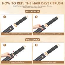 5 In 1 Auto Hair Wrap Hairstyler,Hot Air Brush For Hair Styling, Hair Blow Dryer Brush Set With Detachable Heads Comb For Straightening Voluming,Ionic Care Frizz-Free - 黑色 - 查看 6