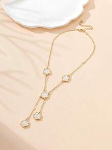 1件优雅女士五叶草项链，疗愈水晶项链，用于精神能量疗愈，适合日常佩戴，是送给女友、妻子或伴侣的理想礼物 - 多色 - 查看 6