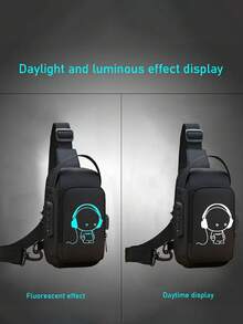 Herren Messenger Tasche mit Oxfordgewebe und leuchtend im Dunkeln bedrucktem Design, mit Passwortschloss - Modische Motorrad Umhängetasche mit Handyfach, Reißverschluss für den täglichen Gebrauch, Motorrad Tasche - Diebstahlsichere Business Umhängetasche für die Brust - Lässige Sport Reise Umhängetasche, verstellbarer Riemen, mehrere Taschen als Hüfttasche, geeignet für Ausflüge, Hochzeiten, Ostern, perfektes Geschenk für Vater, Ehemann, Freund und Lehrer - Verschiedenfarbig - Übersicht 11