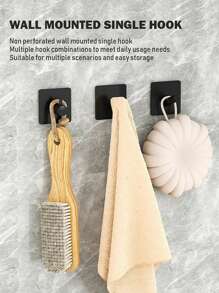 1/2/4 Pcs Square Adhesive Hooks, Wall Mounted Towel Hooks Without Drilling, Hanging Hooks Racks, Shower Clothes Hanger, Home And Apartment Essential, Bathroom & Kitchen Organization And Storage