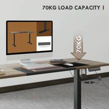 Vinsetto Elektrischer Schreibtisch Tischgestell mit Motor – Höhenverstellbarer Computertisch als Stehschreibtisch & Sitzen-Stehen-Arbeitsplatz – Elektrisch höhenverstellbares Tischgestell, Bürotisch für Homeoffice, Gaming Desk (140x70x72-116cm, Natur + Schwarz)