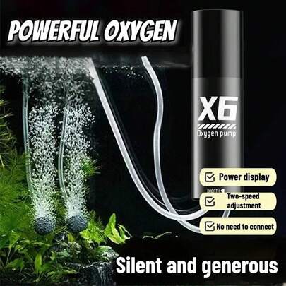 Bomba de oxígeno recargable por USB con 2 discos de aire para pesca al aire libre/Aiumium, portátil, silenciosa, larga duración de la batería A Accesorios de acuario para la pesca nocturna y la cría de peces