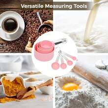8 件套量杯和量勺套装，可堆叠量杯和量勺，带不锈钢手柄的嵌套量杯，用于烹饪和烘焙的厨房小工具 - 彩色 - 查看 7