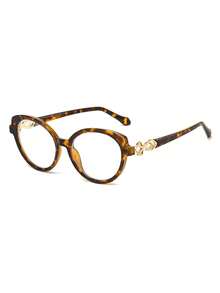 1 副女士豹纹猫眼 PC 镜框复古镂空镜腿装饰性无度数眼镜，街头时尚 - 彩色 - 查看 3