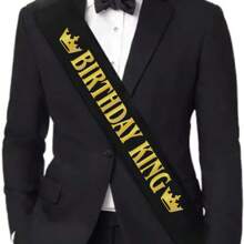 Fashionable "Birthday King" Epaulet And Sash Set, Suitable For Men's Birthday Party, Holiday Party Decoration And Cosplay Accessories
