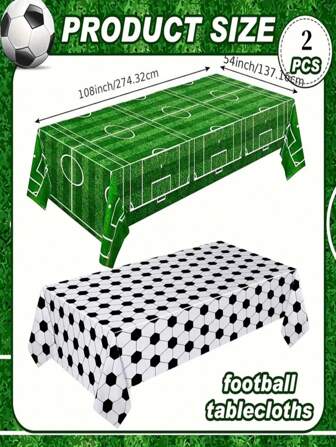 1/2 Sets Tablecloth, Football Themed Tablecloth Sets, Sports Style Tablecloth, Waterproof, Oil-Proof, Stain-Resistant Disposable Rectangle Tablecloth, Multi-Functional Decorative Items For Sports Themed Parties, Suitable For Sports Theme Birthday Parties And Decorations