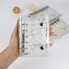 Mogoostry Sternenhimmel Klare weiche PVC nachfüllbare 5-Ring Ordner mit doppeltem Druckknopfverschluss Notizbuch Persönlicher Aktenordner Planer, MGSY-2SnapStarBinder,Schulanfang,Schulmaterial