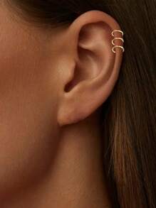 1PC 925 Sterling Silver 3-Layer Hoop Cuff Earring For Women Ear Cuff For Girls Non Pierced Ear Clips Cartilage Earring Women Jewelry