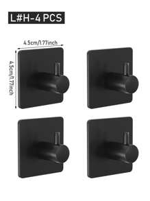 1/2/4 Pcs Square Adhesive Hooks, Wall Mounted Towel Hooks Without Drilling, Hanging Hooks Racks, Shower Clothes Hanger, Home And Apartment Essential, Bathroom & Kitchen Organization And Storage