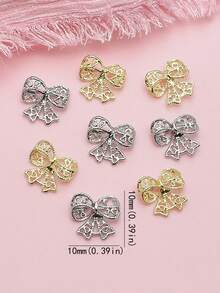 10件装合金蝴蝶结美甲装饰立体镂空金属丝带美甲法式美甲配件 - 彩色 - 查看 2