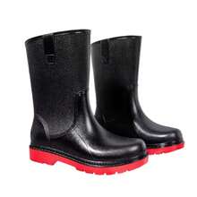 Bota Hombre Industrial Trabajo Jardinería Agricultura Lava Autos Para Lluvia Impermeable Suela Antideslizante Ligeras Protectoras - Negro Rojo - Ver 1