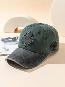 1 pezzo Cappellino da baseball stile retrò europeo e americano con ricamo a 3D a foglie e lettera, adatto per look casual quotidiani da uomo
