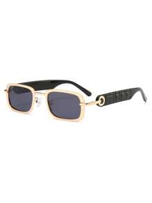 1 Pair Men Stainless Steel Square Narrow Frame Stylish Party, Casual, Hip-Hop Decorative Glasses Suitable For Daily Wear