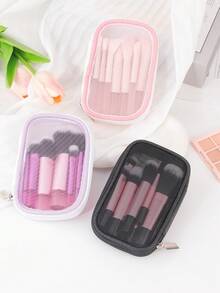 10pcs Mini Mesh Makeup Brush Set, Soft Hair Powder Blush Eye Shadow Nose Contour Makeup Brushes, Portable - Multicolor - View 8