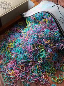 1000 个/包一次性弹性发圈，用于发型设计、装饰和日常休闲使用，适合所有季节、休闲、发饰、独立日、7 月 4 日马尾辫固定器发圈发圈橡皮筋发圈发绳、发球 - 無色 - 查看 4