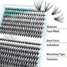 Lash Clusters Extensions 240pcs Individual Lashes 14-18mm Mixed Long Natural Look DIY Eyelash Extension Supplies C Curl Individual Eyelashes Faux Mink Cluster Lashes 0.07 (40D-0.07C-14-18mm) - 30_40D-0.07D-9-16 MIX - 查看 7