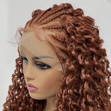 Peluca naranja rizada de 26 pulgadas, con trenzas sintéticas de encaje frontal sin pegamento y cabello baby, peluca naranja