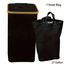 1 Stück Recycling-Behälter für draußen, 2 Innentaschen, Mülleimer, Wäschekorb, 100L Hochkapazität, Ersatztasche an der Seite, geeignet für Innenräume, Küche, Waschraum, Schlafzimmer, Wohnheim, Büro, Kleidung, Flaschen, Spielzeug Aufbewahrung