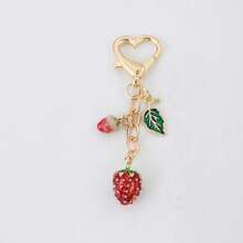 1pc Lovely Cartoon 3D Strawberry Keychains Fruits Keyring Handbag Pendants Backpack For School Fruit - Multicolor - View 10
