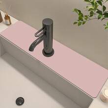 1pc Solid Color Sink Faucet Suction Cup Mat, Drain Mat, For Kitchen, Bathroom Sink, Countertop, Drain Mat, Silicone Washbasin, Trimmable And Quick-Drying Mat - Multicolor - View 5