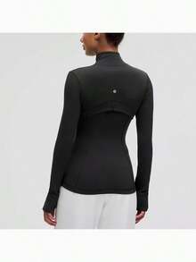 Define Jacket Nulu Women's Lightweight, Full Zip Running Track Jacket-For Yoga Gym Running-Sweat-Wicking-Yoga-All Seasons Sport-Spring/Summer-Autumn/Winter-Back To School - 黑色 - 查看 3