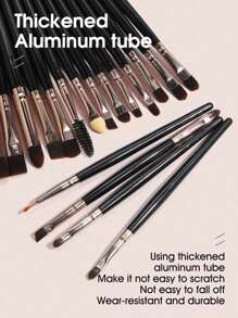 20pcs Professional Eye Makeup Brush Set Including Foundation Brush, Eyeshadow Brush Set, Face Detail Brush, Eyelash Curler, Eyebrow Brush, Suitable For Liquid Cosmetics