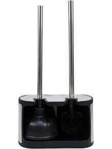 Casaphoria - Escobilla y Soporte de plástico para Inodoro Compacto y no Empotrado, para Almacenamiento y organización de baño, Ahorro de Espacio, Resistente, Limpieza Profunda, Cepillo para Polvo - Mango largo de lujo - Ver 1