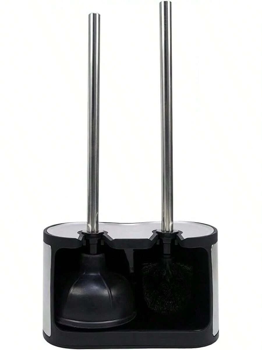 Casaphoria - Escobilla y Soporte de plástico para Inodoro Compacto y no Empotrado, para Almacenamiento y organización de baño, Ahorro de Espacio, Resistente, Limpieza Profunda, Cepillo para Polvo - Mango largo de lujo - Ver 1