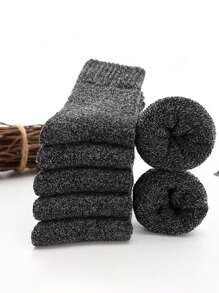 5 pares de calcetines gruesos y acogedores de punto unisex - calcetines medianos perfectos para otoño/invierno, ideales para ocio y uso en casa, perfectos para dormir y usar en interiores